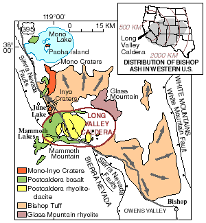 Simplified Long Valley Caldera Geologic Map